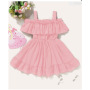 Hot sale Summer 1-6 year kid girl birthday children sweet clothes infant toddler short sleeve ruffle baby princess party dress