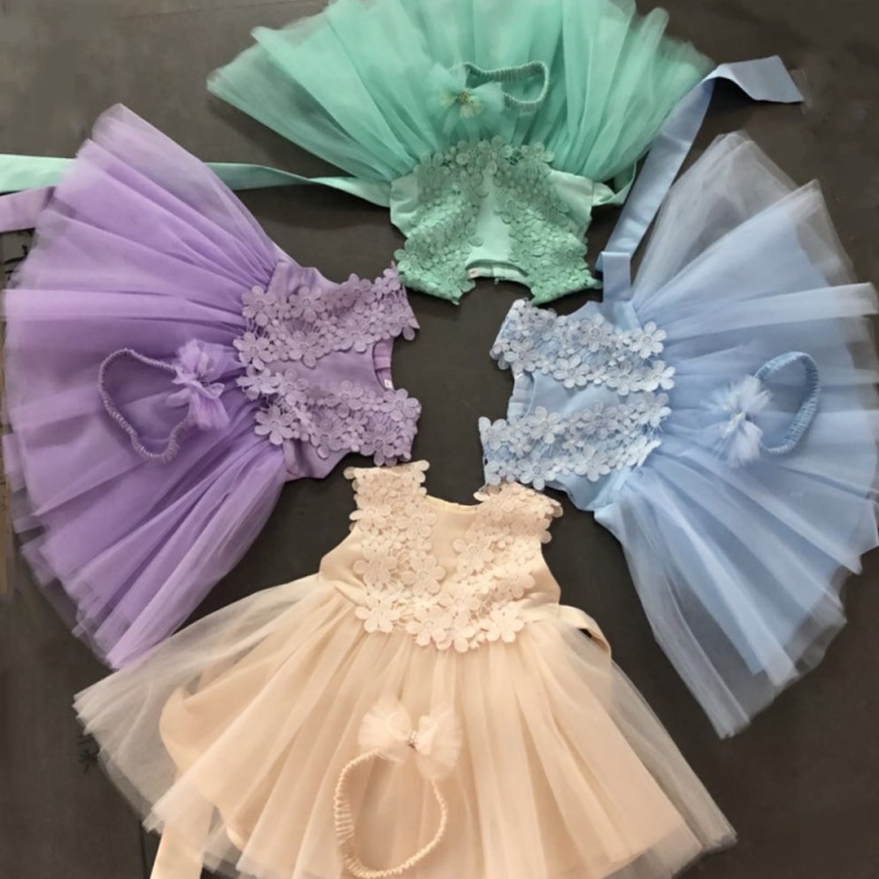 Conyson Fashion Children baby girl summer Clothes Baby's First Birthday Lace dress Girls Sleeveless party dress