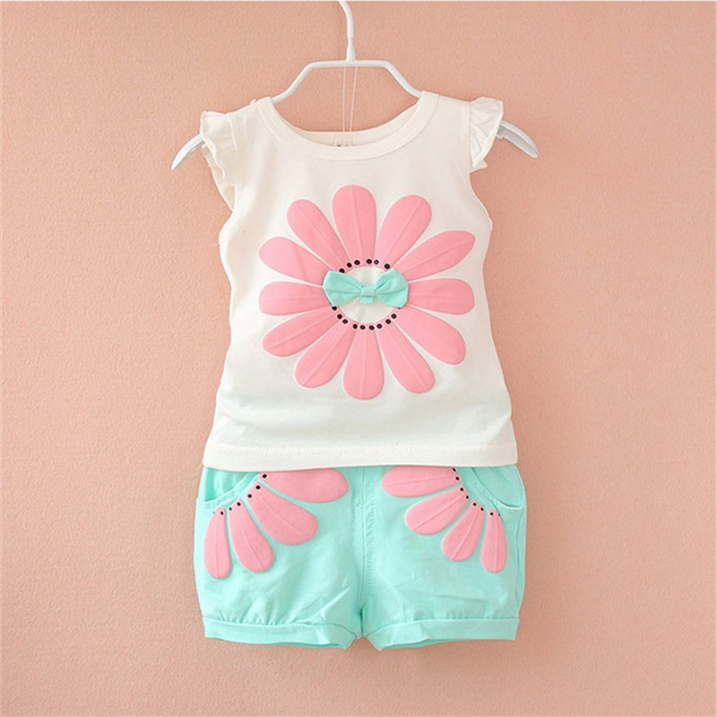 Conyson ins summer infant baby girls Toddler kids clothing suit 2 Pieces short baby children wear girl Pants Fashion clothes Set