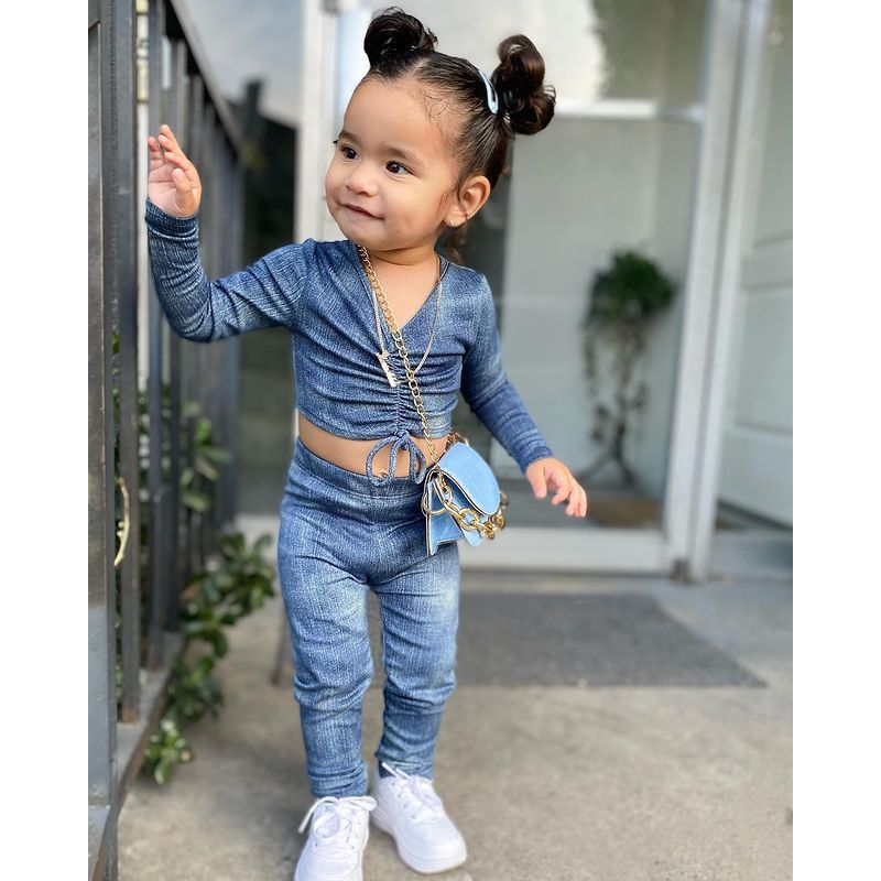 Conyson 1-6Y Summer Fashion Kids Girls 2pcs Clothes Sets Tie-Dye Printed Long Sleeve Bandage T Shirts+Pants Clothing