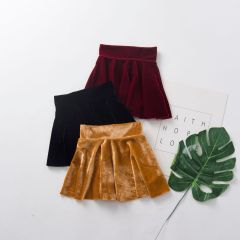 Conyson Hot New Spring Kids Toddler Clothes Baby Girls Half High-Waist Skirt Velvet Solid Pleated Princess Fall Warm Mini Skirt