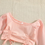 Conyosn Hot New Spring Summer Kids Girls Clothes Sets Solid Off Shoulder Long Sleeve T-Shirts Tops Denim Pants Two-pieces Sets
