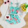 Conyson Infant Kids Girls Summer Sweet Jumpsuits Pants 0-4Y Striped/Flower Printed Strap Sleeveless Lace Up Playsuit With Belt