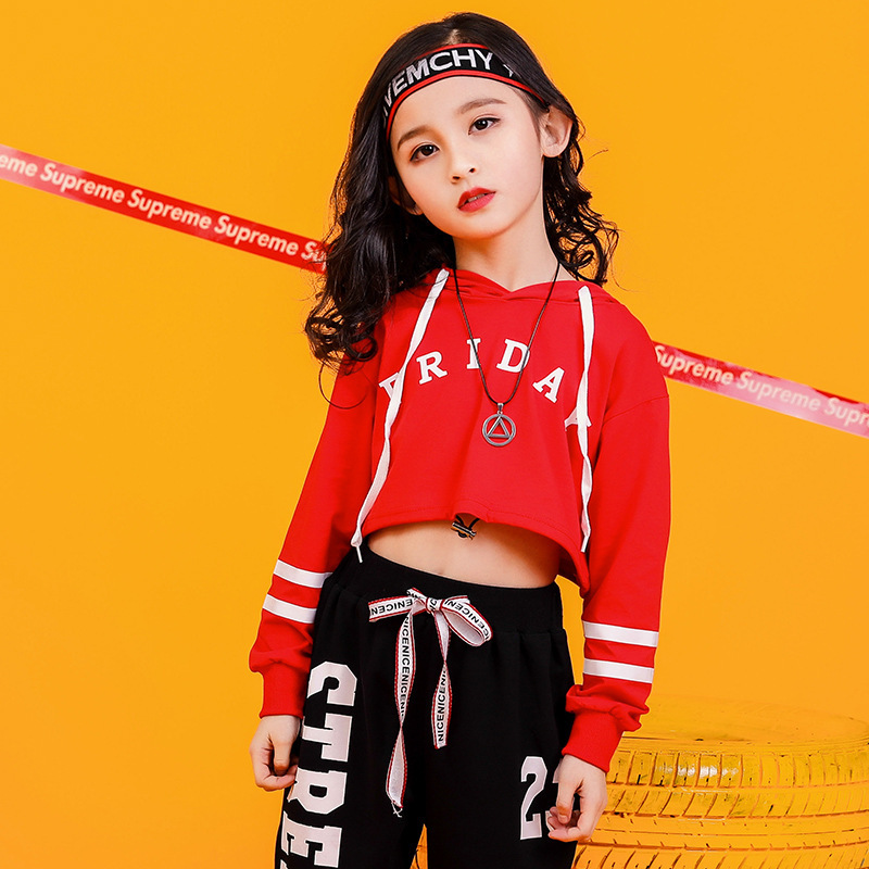 Fashion New Handsome Street Dance Girls Sweatsuits Children's Performance Autumn Clothing Sets