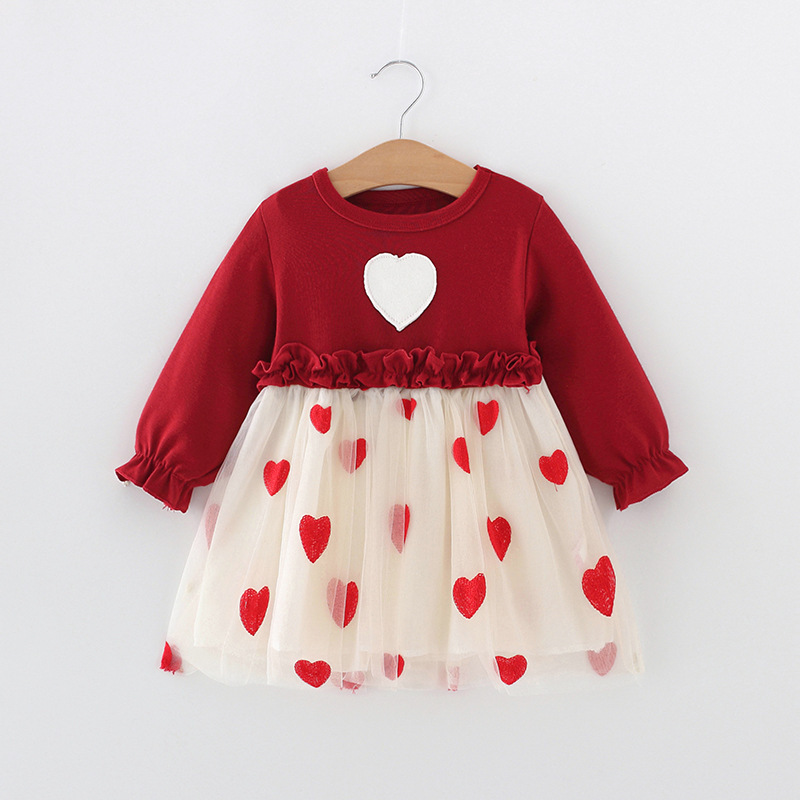 High Quality Anti-Wrinkle Embroidered Knee-Length Layered Dress Knit Kids Girl Mesh Dress