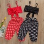 Conyson Summer Lovely Kids Girls Clothes Sets 2pcs Strap Sleeveless Vest Tops+Polka Dot Printed Pants Casual Children Outfits