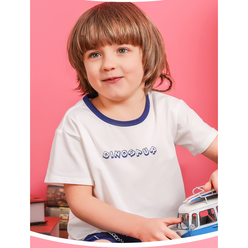 Customize 3-13 Years Soft And Comfortable Short Sleeve Knitted Child Clothes Kid Clothing Pant Set