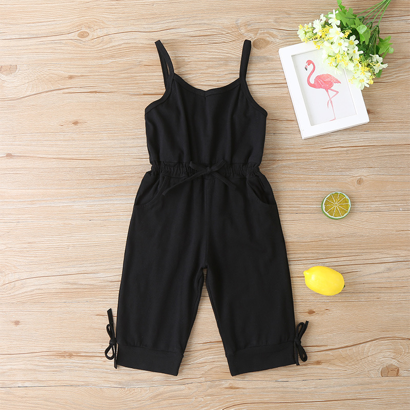 high quality 2021 summer sleeveless pure color one piece casual cute cotton baby girls knitwear clothes romper clothing