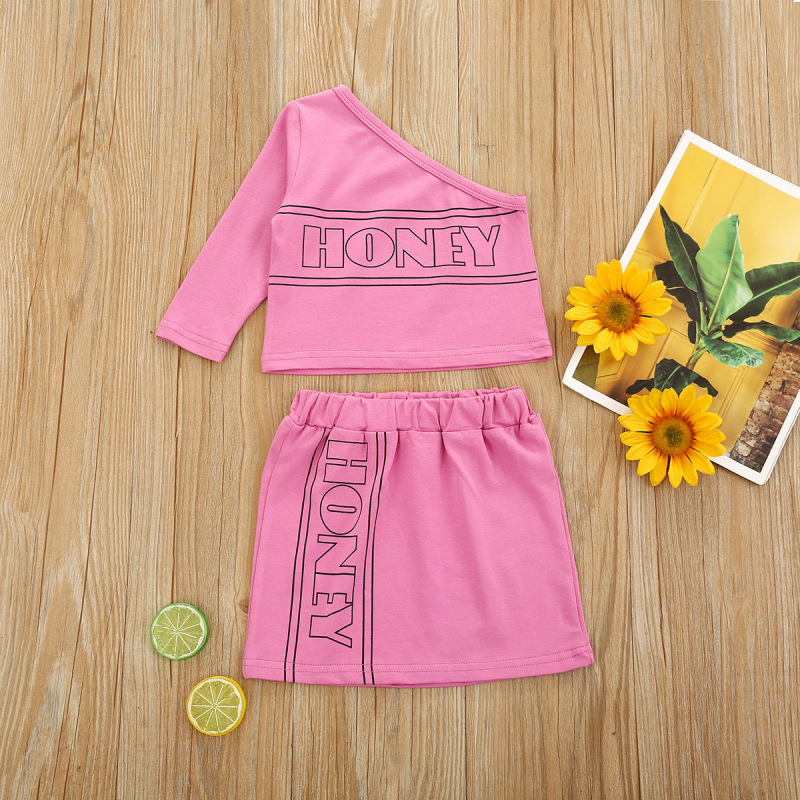 Conyson Wholesale Hot Sale Fashion Kids Clothes New Summer Boutique Little Girls Two Piece Kids Skirt Letter Print Sets Kids