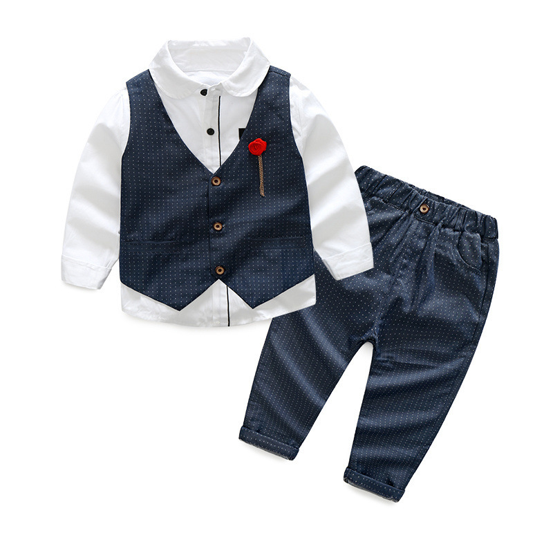 Conyson hot sale fashion autumn rts Boy kids boutique party suits children Clothing cotton Casual wholesale 3-piece clothes Sets
