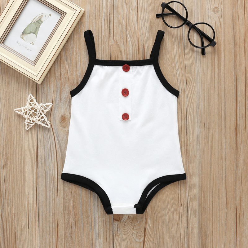 Conyson rts ins hot sale cotton Unisex sleeveless kids children summer button clothes suits toddler newborn romper baby clothing