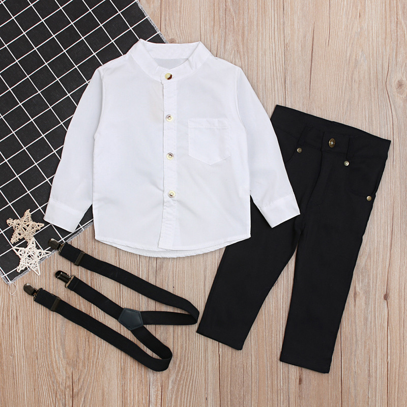 White Shirt Jeans Suit Children Baby Boy Clothing Set Children Boys Fashion Jeans Suit