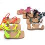 Conyson New popular summer beach flat square toe neon kids girls sandals leather baby shoes sandals