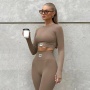 Conyson Wholesale Athletic Clothing Ladies Gym Fitness Sports Workout Yoga Clothes Activewear Seamless Women Crop Top Yoga Set
