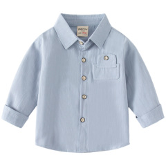 Conyson Bulk Spring Boys Pocket Custom Unisex Solid Color Plain Vintage 2-7 Years School Polo T-shirt long-sleeved Kids Shirt