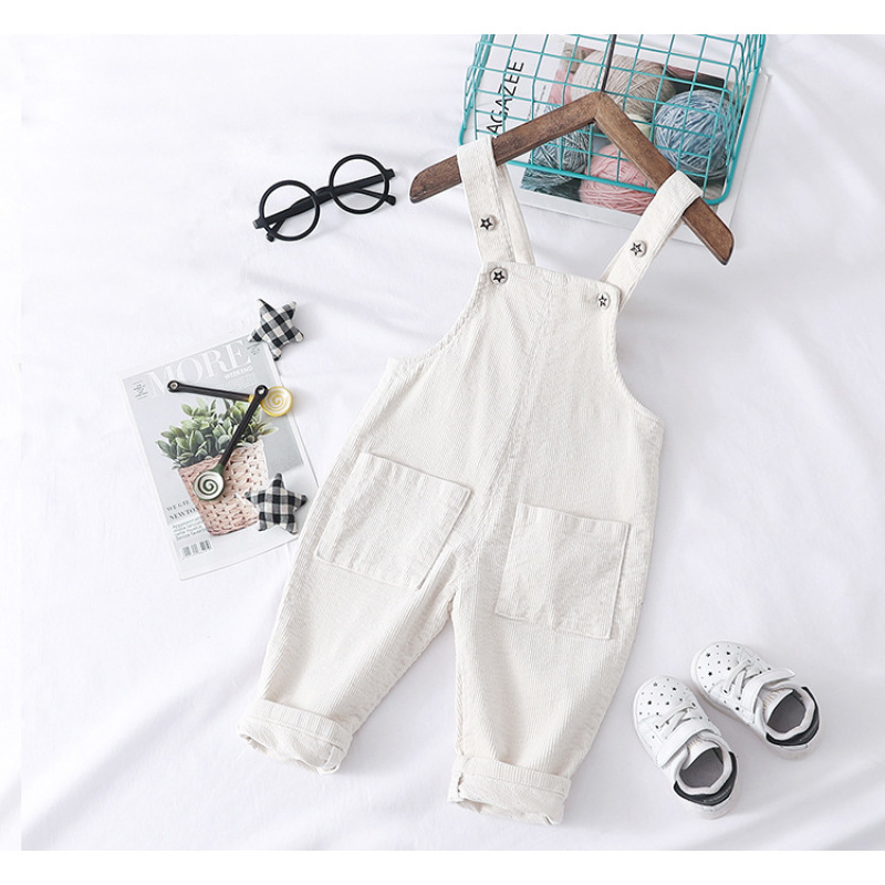 Wholesale Suspenders Style Kids Clothing Corduroy Pants Warm Knitting Kids Pants With Pockets Jumpsuit