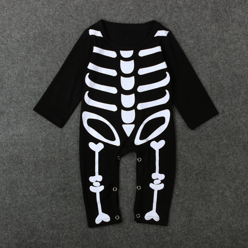 Newborn Baby Children Halloween Jumpsuits Bones Skeletons Printing Long Sleeve Romper Party Playsuit Cute Infant Clothing