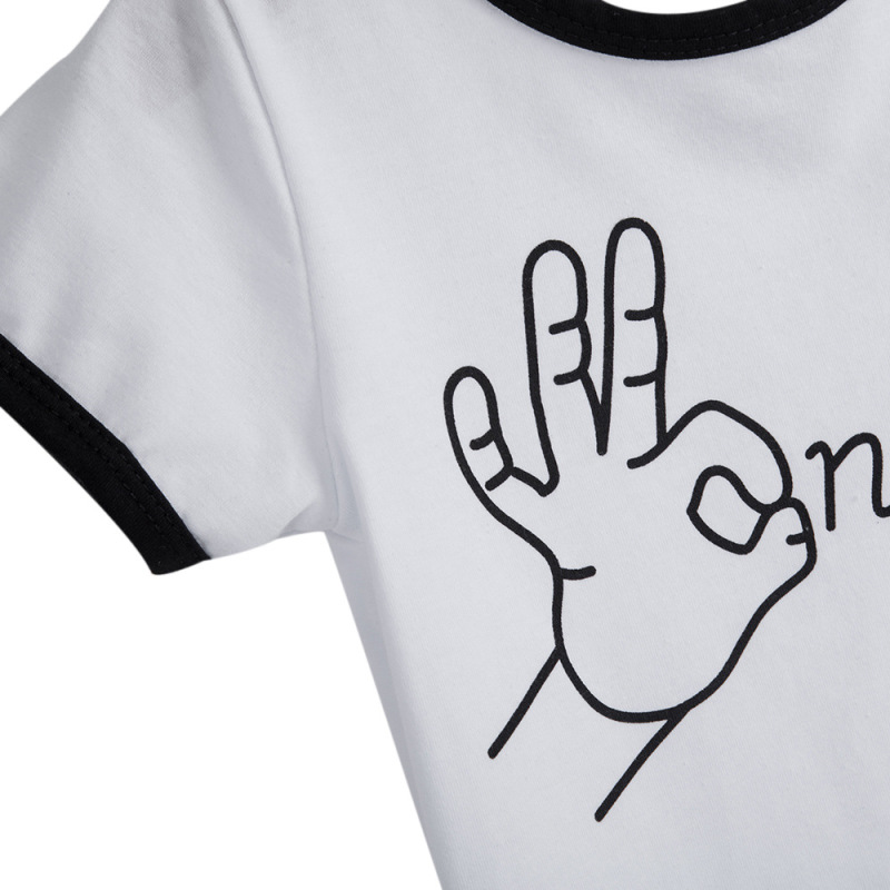 casual kids summer girls 2piece clothing suit set Children's Clothing Ok Letter Printed T-shirt + Holed Leggings Two-piece Suit