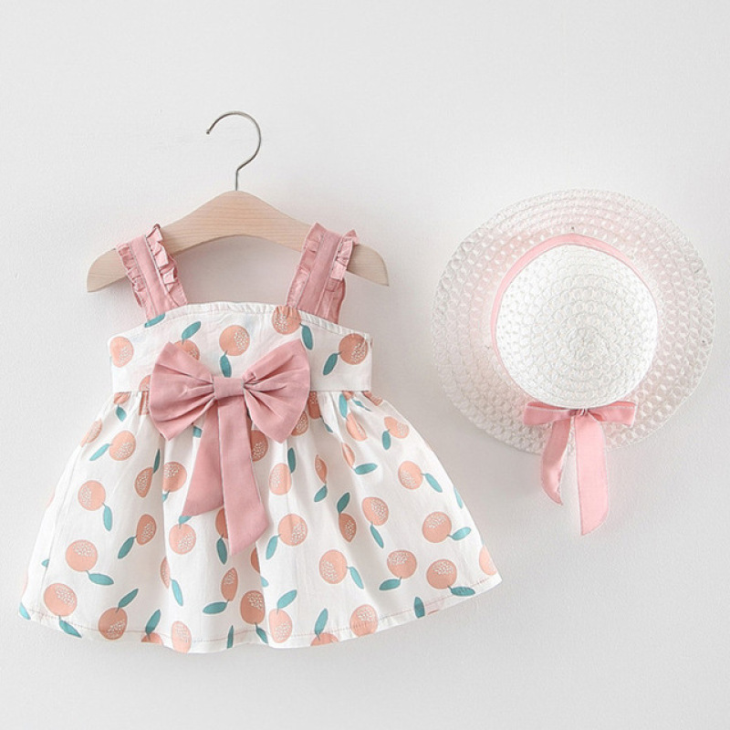 Wholesale Bohemian Collarless Woven Korean Baby Girls New Floral Two Piece Set Princess Dress