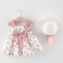 Wholesale Bohemian Collarless Woven Korean Baby Girls New Floral Two Piece Set Princess Dress