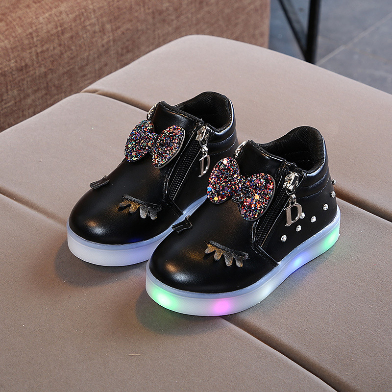 Conyson Children Glowing Sneakers Kid Princess Bow for Girls LED Shoes Cute Baby Sneakers with Glowing Lighted Shoes