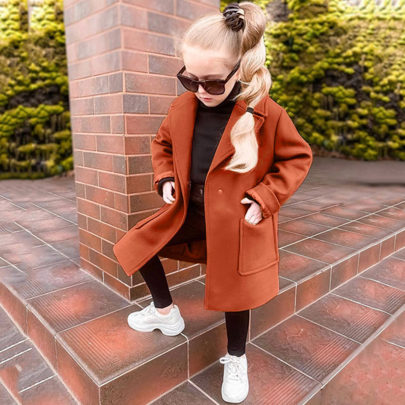 New Autumn Winter Baby Girl Coats Baby Woolen Coats Baby Long Sleeve Windproof Coats