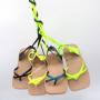 Conyson New popular summer beach flat square toe neon kids girls sandals leather baby shoes sandals