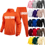 Factory sale fashion wear Custom Logo Made solid color Men's long Clothes Two-Piece Adult hoodie+pants Set Men's Clothing outfit