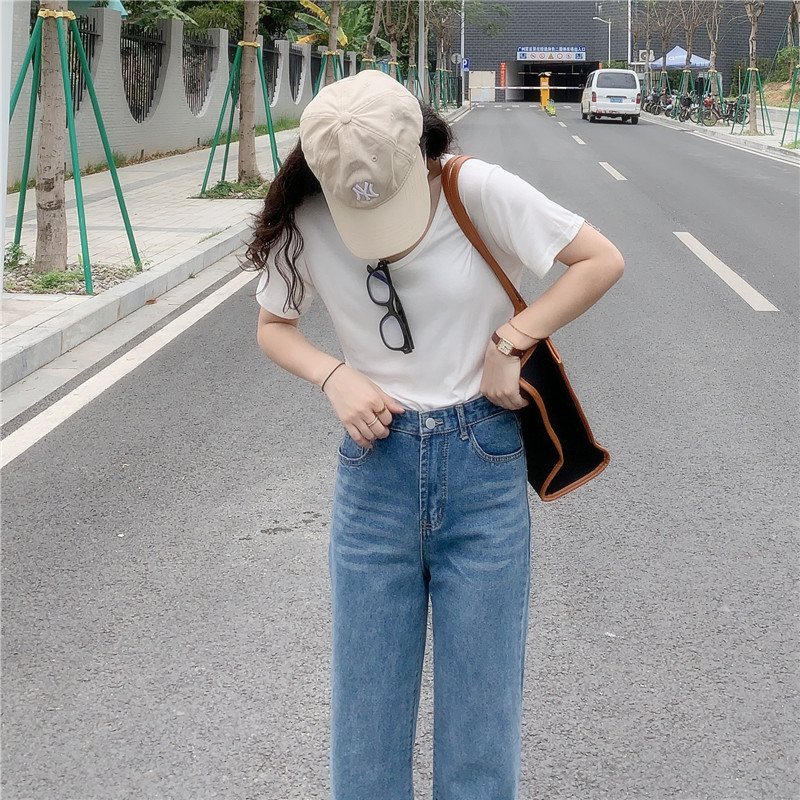 wholesale rts blank loose tshirt Women's summer Fashion apparel short sleeve plain woman casual clothing top v-neck base t-shirt