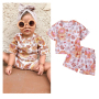 Conyson Summer 1-5Y Kids Girls Floral T-shirt Button Casual Outwear Shorts 2 Piece Printing Suit Children Girl Outfits Suits