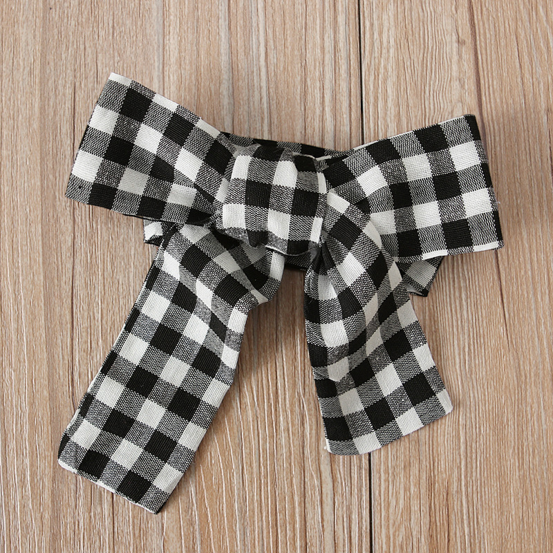 Baby Girls Plaid Headbands Summer Girls Clothes Set Kids Sleeve Shirt Skirt Outfit Girls Plaid Clothes Set