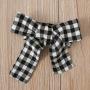 Baby Girls Plaid Headbands Summer Girls Clothes Set Kids Sleeve Shirt Skirt Outfit Girls Plaid Clothes Set