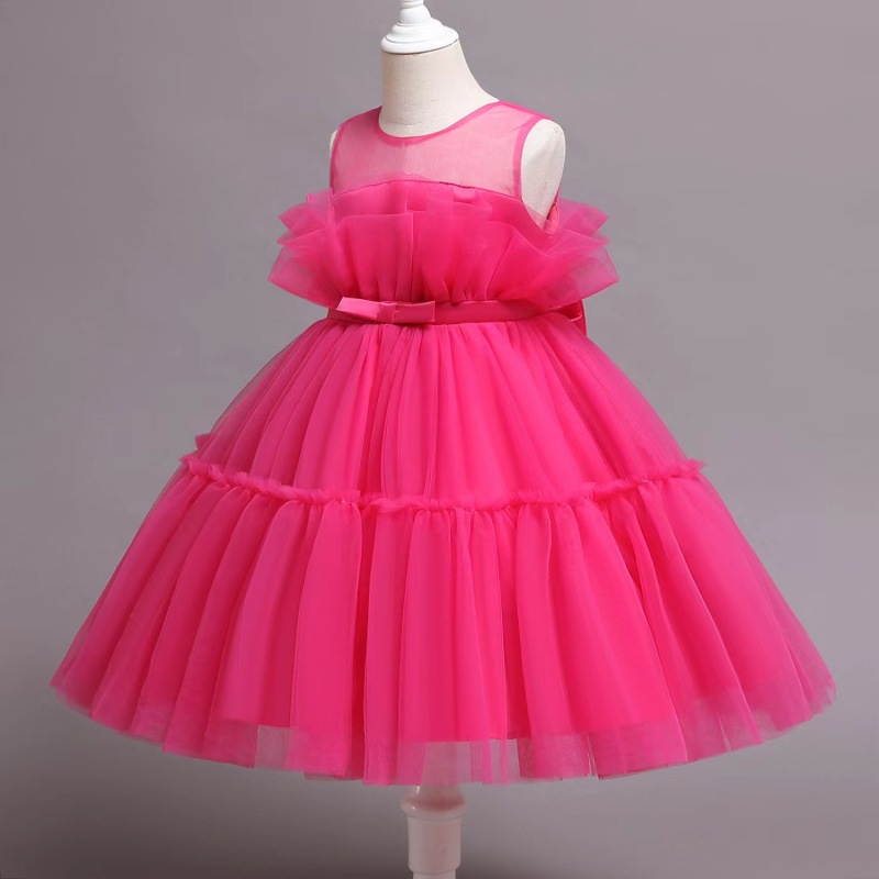 Conyson Wholesale Mesh Children Girls Formal Evening Dress Ball Gown Kid Girls Princess Party Fancy Tutu Dresses