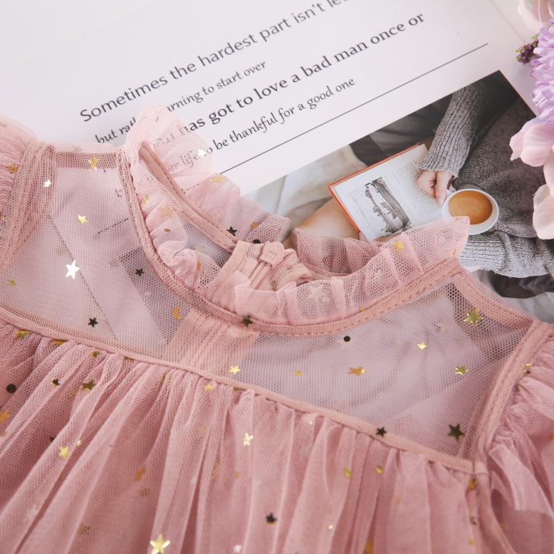 Summer Girls Fluffy Lace Dress Kids Sleeve Toddler Baby Dress Prom 2021 New Children Girls Pink Dresses Princess Kids