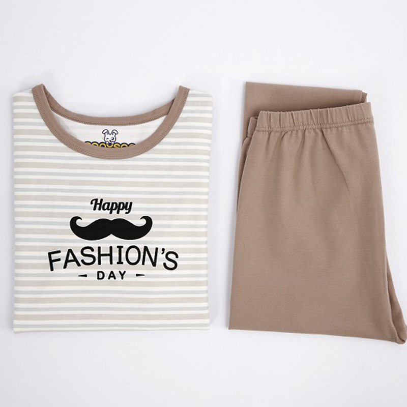 Soft And Comfortable Long Sleeve Cartoon Knitted Teen Kids Boy's Sleepwear Korean Pajama Set