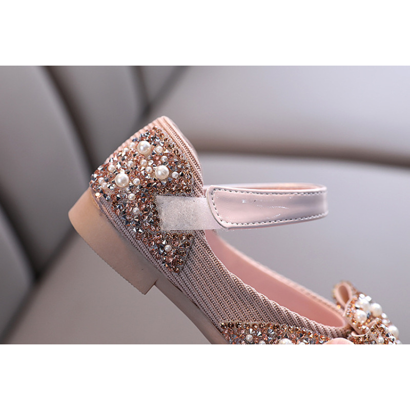 Conyson Fashion Summer Performance Soft Girl Cheap New Design Shoes Pearl Rhinestones Shining Bow Kids Princess Girls Shoes