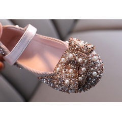 Conyson Fashion Summer Performance Soft Girl Cheap New Design Shoes Pearl Rhinestones Shining Bow Kids Princess Girls Shoes