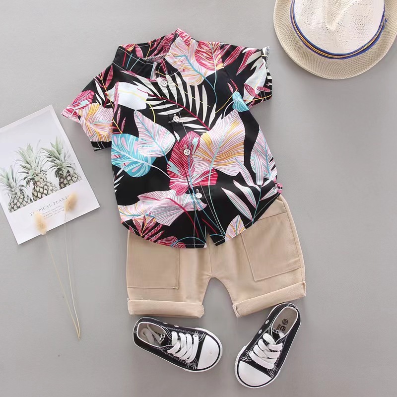 Conyson Wholesale Summer Short Sleeve Newfashion Clothes Design Cotton Sets Two Piece Kids Boy Shorts Casual Clothing Outfit Set