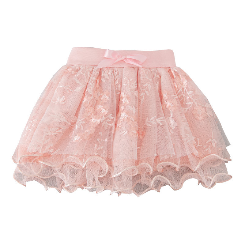 Conyson Korea Designer Kids Clothes Latest Baby Girls Summer Casual All-match Short Skirt Flowers Mesh Embroidered Skirt