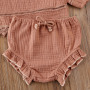 Conyson Newborn Infant Baby Girl Clothes Set Solid Long Sleeve Loose Lace Tops T-shirt Ruffle Shorts Pants Clothes Tracksuit Set