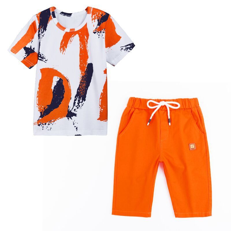 Manufacturer Casual Summer Boys Clothing Sets Camouflage Boys Sport Package Two Piece Graffiti Clothing Set
