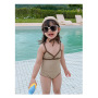 Conyson Summer Kid Beachwear Bodysuit Cute Girl Swimming Suit Baby Girls Solid Swimwear Toddler Swimsuit Kids Bathing Suit