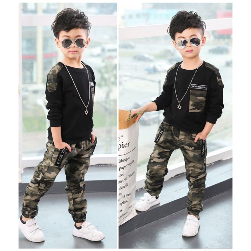 Latest Boys Autumn Winter 2 Peice Sets Children Boy Camouflage Suit Kids Boy Long Sleeve Clothes Sets