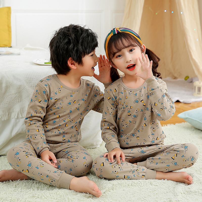 Wholesale Cute Long Sleeve Breathable Custom Kids Pjs Pyjamas Cartoon Kids Pajamas Sets