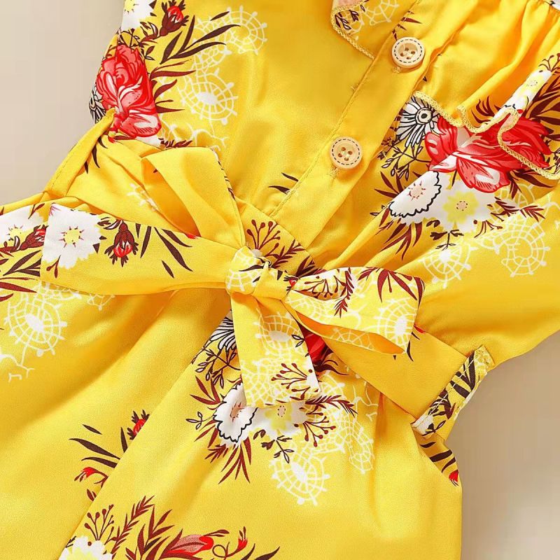 Conyson, оптовая продажа, короткие комплекты с цветочным принтом для девочек, комбинезон с открытыми плечами, шорты, комплекты детской одежды для От 1 до 4 лет, Лето для девочек