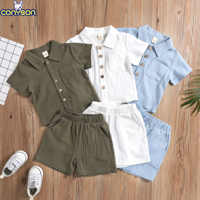 Conysony Outdoor Summer Toddler 1-5 Years Baby Boy Shorts And Shirt Jogger Designer Comforter Linen Clothing 2 pieces Boy Set