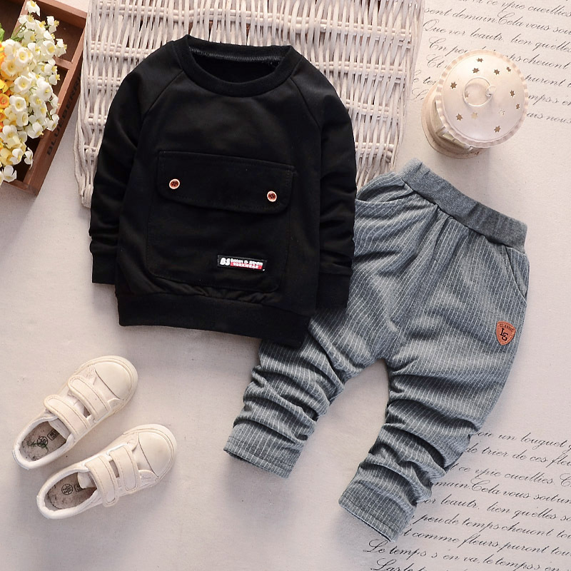 High Quality Autumn Long-sleeved Round Neck Trousers Suit Children Boy Clothes Pullover Suit