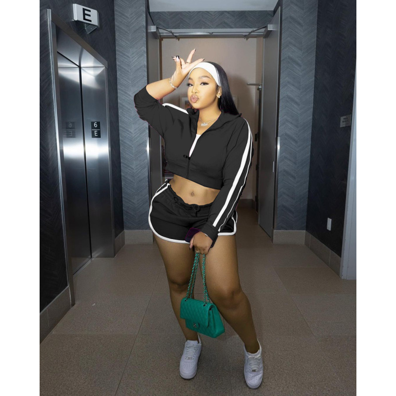 Hot Sale High Quality Summer Custom Jumpsuits Plus Size Jacket Gym Wear Zipper Sweatsuit Puff Cozy Jogger 2 Pieces Women Set