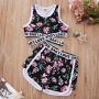 Conyson Summer Fashion Little Girls Tracksuits Flower Printing Sleeveless Vest Shorts 2pcs Sportswear Children Girls Outfits