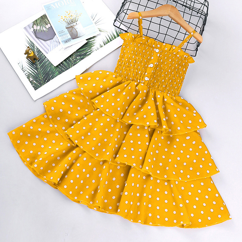High Quality Knitted 100% Cotton Knee-Length Layered Dress Children Kids Apparel Girl Dress